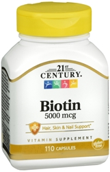 BIOTIN 5000 MCG CAPLETS 110 CT 21ST CENTURY 