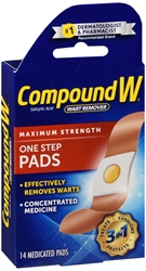 COMPOUND W ONE STEP PAD 14CT 