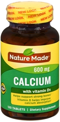 Nature Made Calcium 600 mg with Vitamin D Tabs, 120 ct 