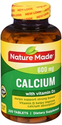 Nature Made Calcium (Carbonate) 600 mg w. D3 400 IU Tablets Mega Size 220 Ct 