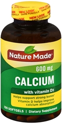 Nature Made Calcium (Carbonate) 600 mg w. Vitamin D3 400 IU Softgels 100 Ct 