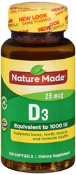 Nature Made D3 1000 IU Liquid Softgels - 100 CT 