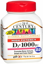 21ST CENTURY VITAMIN D 1000 IU TABLET 110 CT 