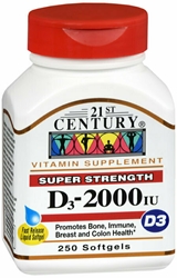 21ST CENTURY VITAMIN D-3 2000IU SOFTGEL 250CT 