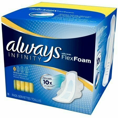 Always Infinity with Flex Foam Flexi-Wings, Regular Flow 18 each 