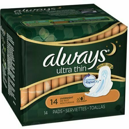 Always Ultra Thin Pads, Overnight 14 each 