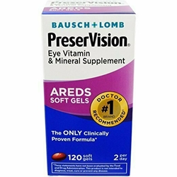 Bausch & Lomb PreserVision Eye Vitamin & Mineral Supplement, 120-Count Soft Gels 