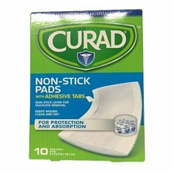 Curad Non-Stick Pads With Adhesive Tabs 3 Inches X 4 Inches 10 Each 