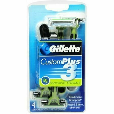 Gillette CustomPlus 3 Disposable Razors, Soothing 4 each 