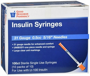 GNP SYRINGE SHORT 31GAUGE .5CC 100CT 