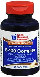 GNP VITAMIN B-100 COMPLEX PROLONGED RELEASE FORMULA TABS 50 CT 