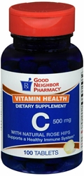 GNP VITAMIN C 500 MG WITH NATURAL ROSE HIPS, 100 TABS 