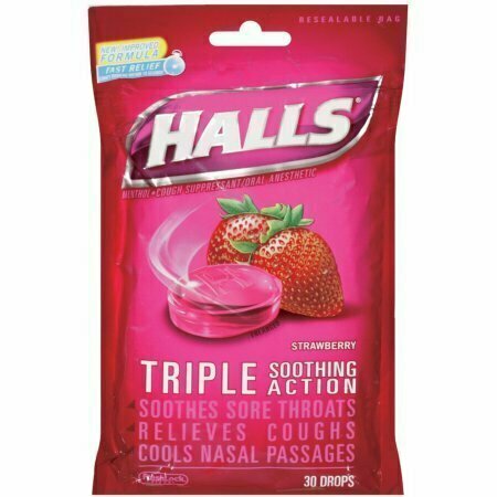 Halls Mentho-Lyptus Drops Strawberry 30 Each 