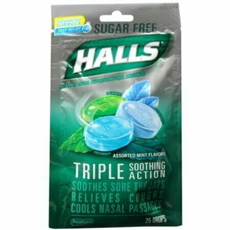 Halls Mentho-Lyptus Drops Sugar Free Assorted Mint 25 Each 