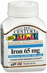 IRON 65MG FERROUS SULFATE 325MG TAB 120 CT 