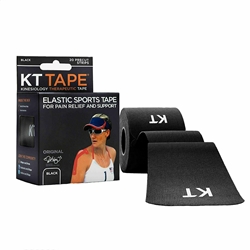 KT Tape Original Cotton Elastic Kinesiology Therapeutic Sports Tape, 20 Pre cut 10 inch Strips Black 