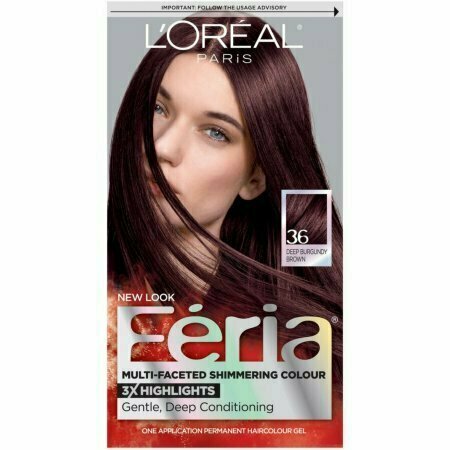 LOreal Feria Multi-Faceted Shimmering Colour, Warmer, 36 Deep Burgundy Brown, 1 each 