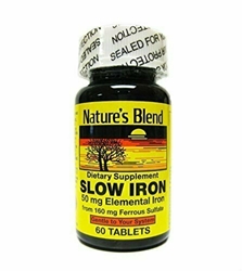 Natures Blend Slow Iron 50 mg (160 mg) Compare to Slow Fevîv?Œ©vîv?Œ© 60 Tablets 