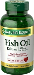 Natures Bounty Fish Oil 1200 mg Odorless, 200 Coated Softgels 