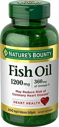 Natures Bounty Fish Oil, 1200 mg Omega-3, 200 Rapid Release Softgels, Dietary Supplement for Supporting Cardiovascular Health 