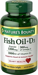 Natures Bounty Fish Oil 1200 mg + Vitamin D3 1000 IU, 90 Softgels 