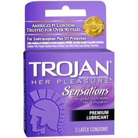 TROJAN Her Pleasure Condoms Lubricant Latex 3 Each 