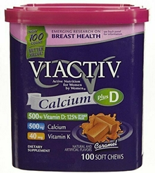 Viactiv Calcium Plus Vit D Plus K Soft Chews, Caramel, 100 Count 